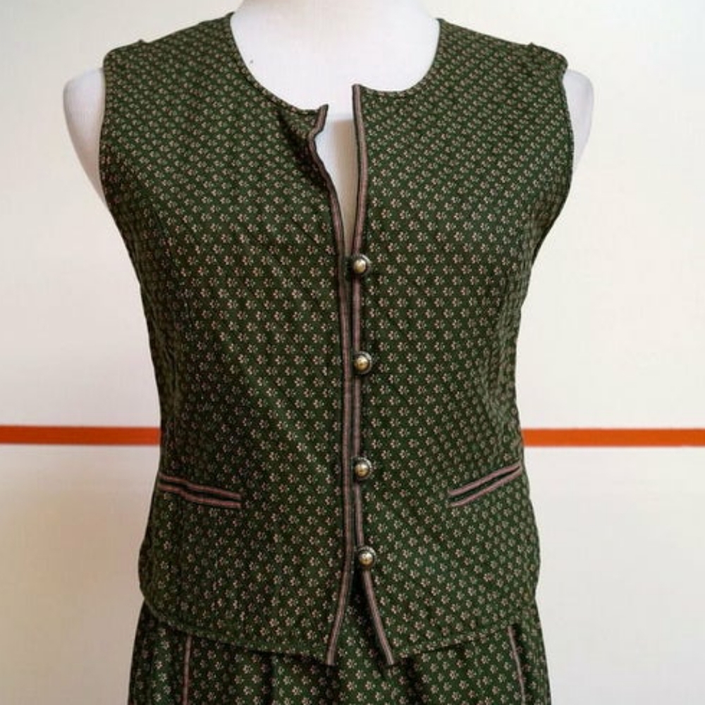 Vintage Sound of Music Dirndl Skirt and Vest Set